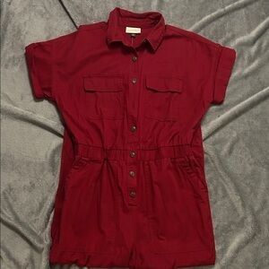 Red Button-Up Jumpsuit
